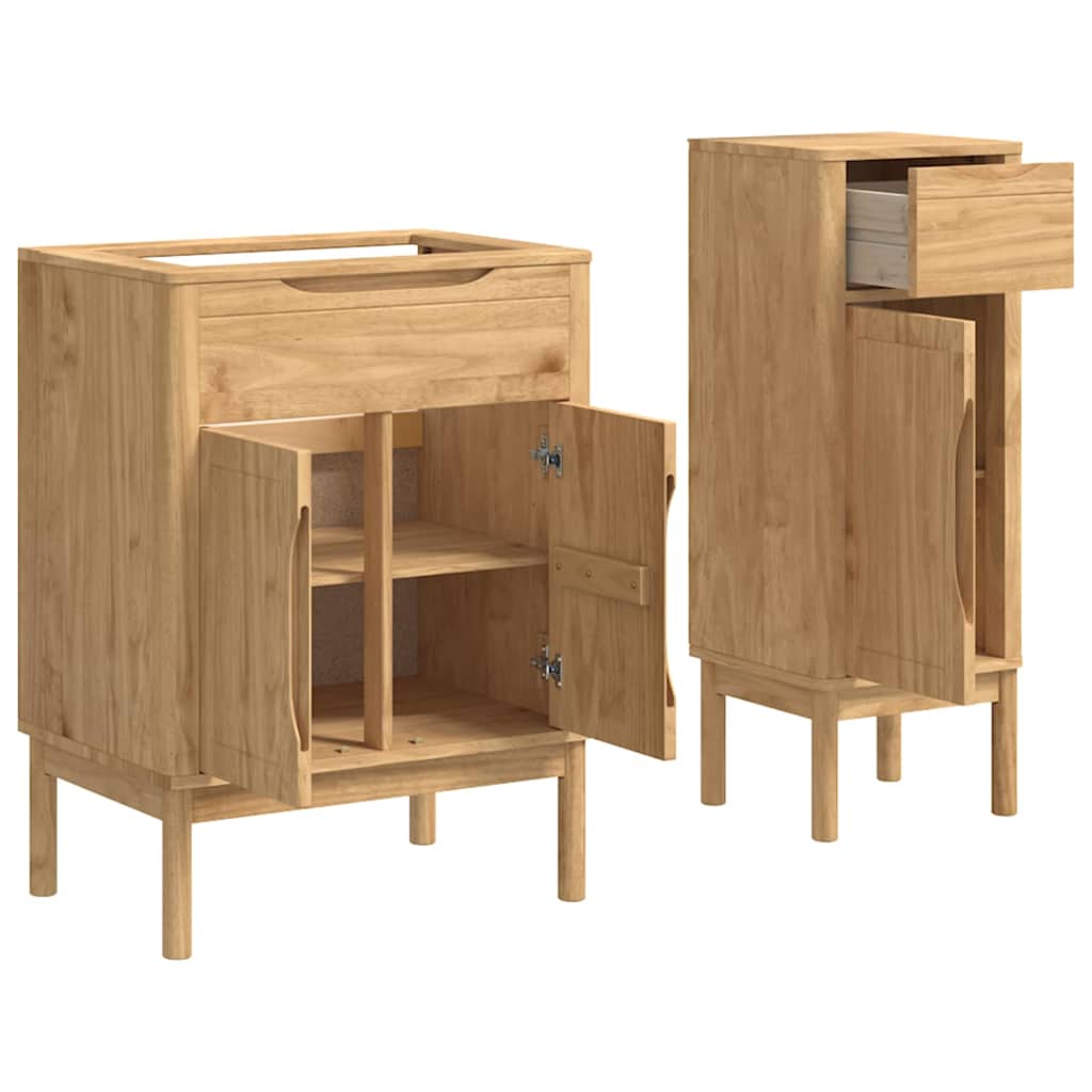 Juego de muebles de baño con cajón FLORO 2 pcs Marrón cera