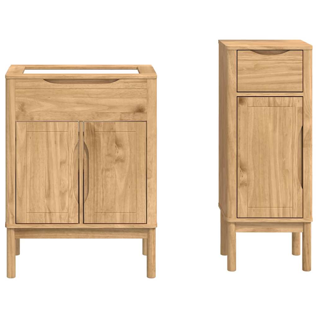 Juego de muebles de baño con cajón FLORO 2 pcs Marrón cera