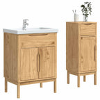 Juego de muebles de baño con cajón FLORO 2 pcs Marrón cera