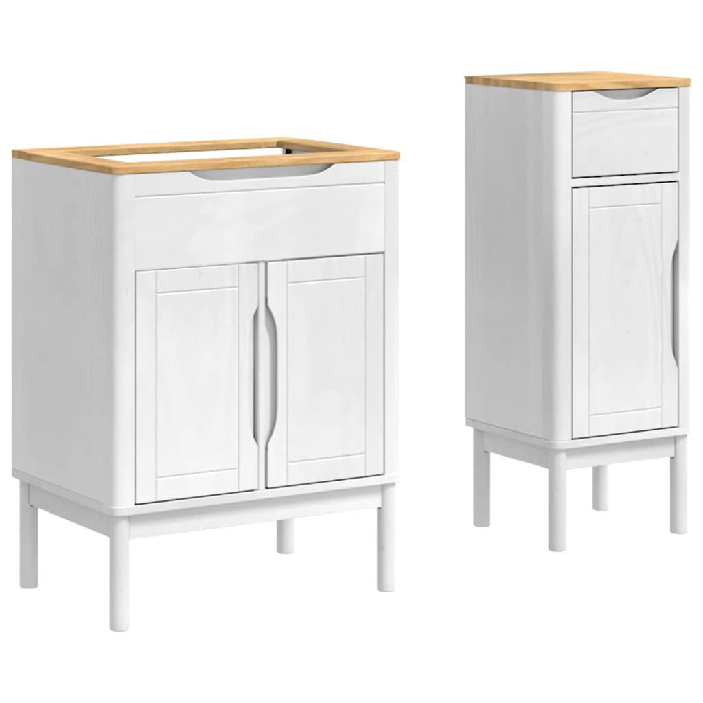 Juego de muebles de baño FLORO 2 pcs Madera de Pino Macizo