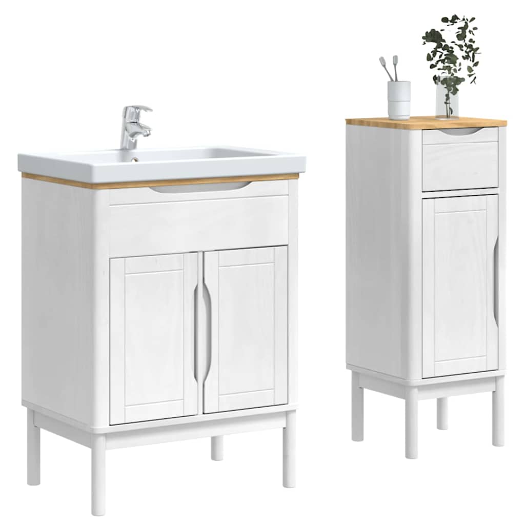 Juego de muebles de baño FLORO 2 pcs Madera de Pino Macizo