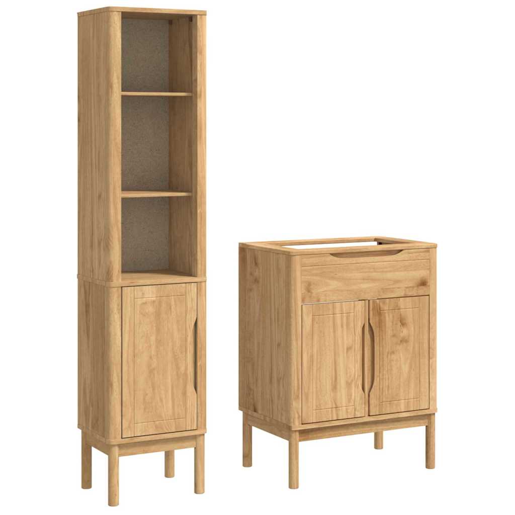 Juego de muebles de baño con estante FLORO 2 pcs Marrón cera