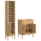 Juego de muebles de baño con estante FLORO 2 pcs Marrón cera