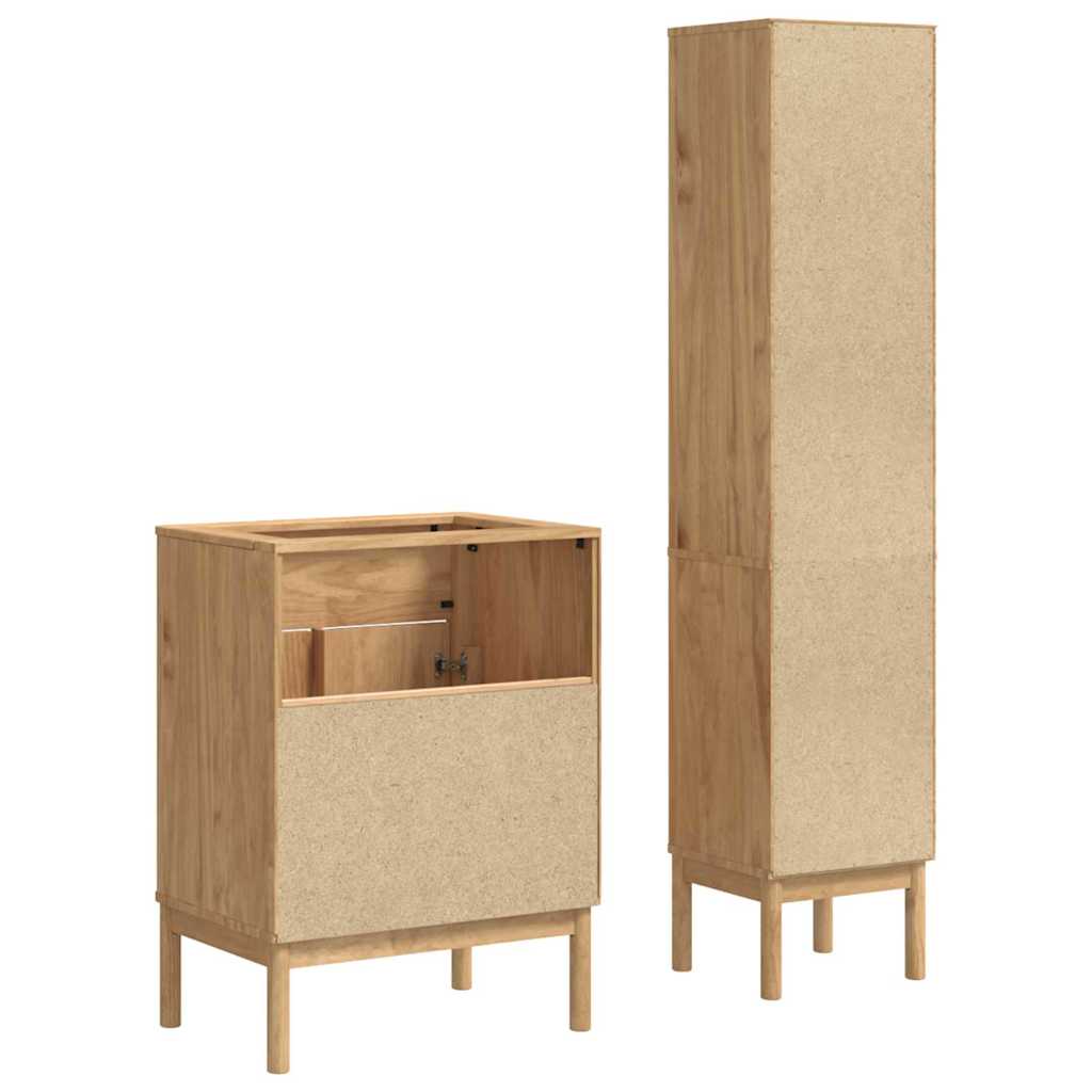 Juego de muebles de baño con estante FLORO 2 pcs Marrón cera