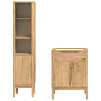 Juego de muebles de baño con estante FLORO 2 pcs Marrón cera