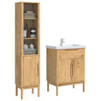 Juego de muebles de baño con estante FLORO 2 pcs Marrón cera