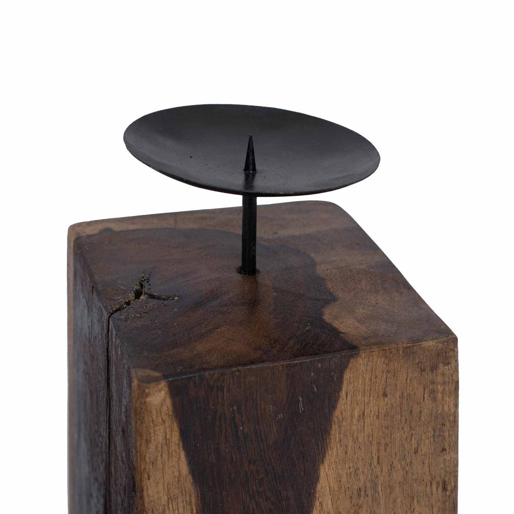 Porta velas 3 pcs Natural Madera maciza recuperada