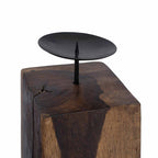 Porta velas 3 pcs Natural Madera maciza recuperada