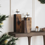 Porta velas 3 pcs Natural Madera maciza recuperada