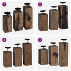 Porta velas 3 pcs Natural Madera maciza recuperada