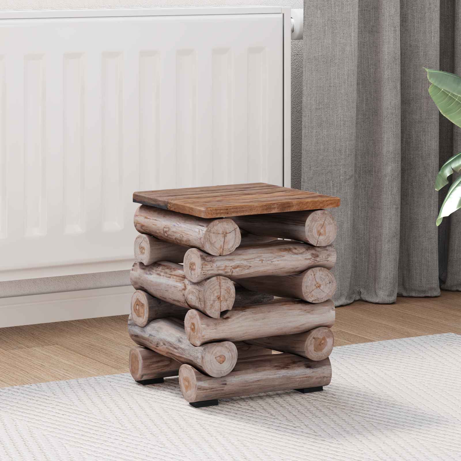 Taburete Natural 30 x 30 x 38 cm Madera de teca maciza
