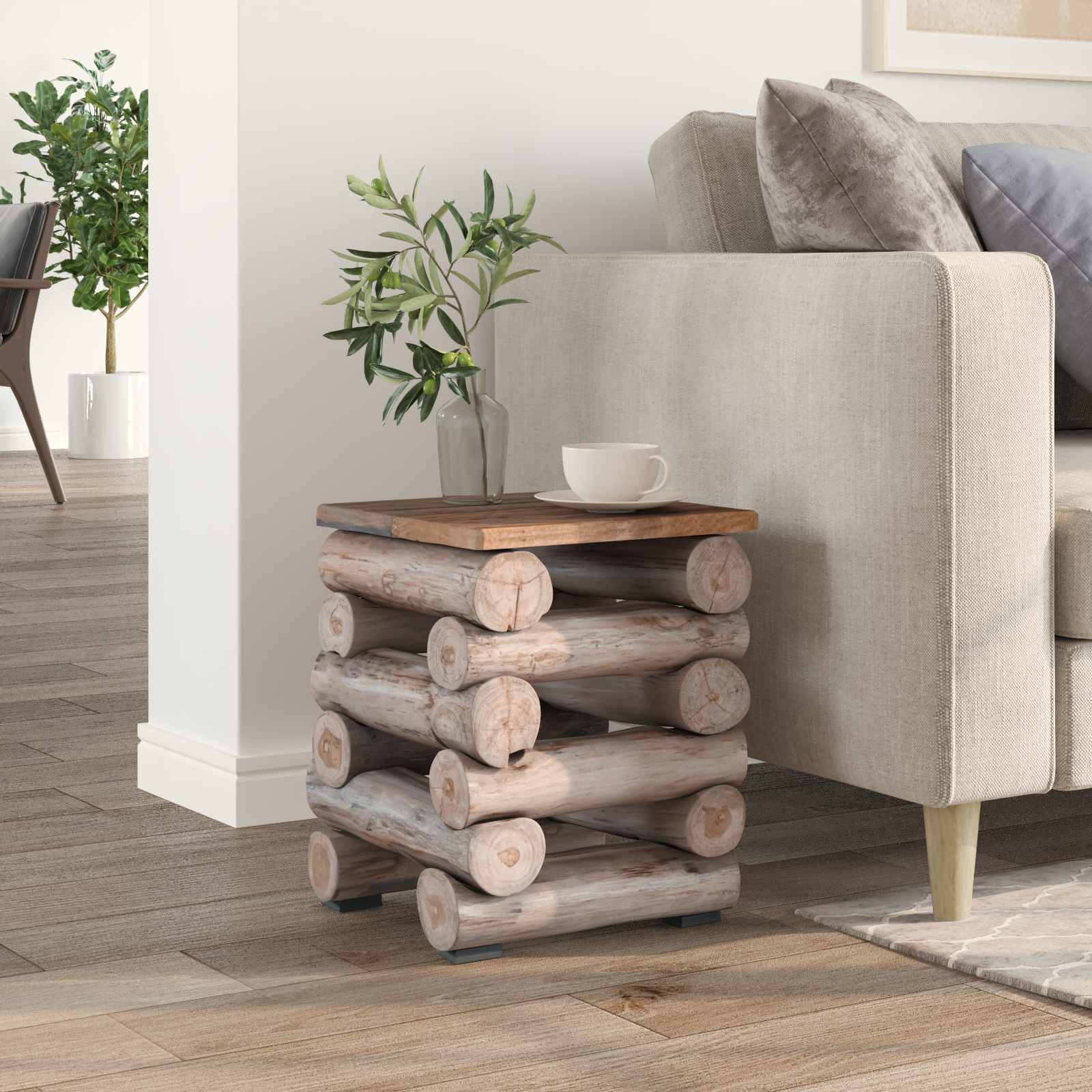 Taburete Natural 30 x 30 x 38 cm Madera de teca maciza