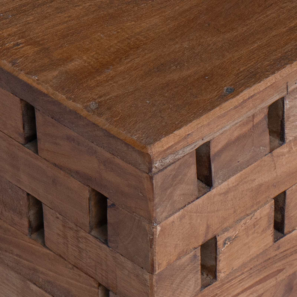 Taburete Natural 29 x 29 x 48 cm Madera maciza recuperada