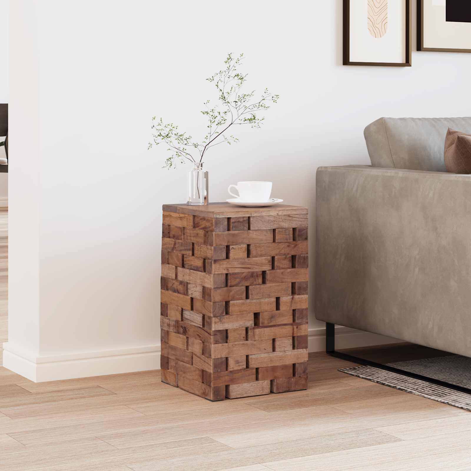 Taburete Natural 29 x 29 x 48 cm Madera maciza recuperada