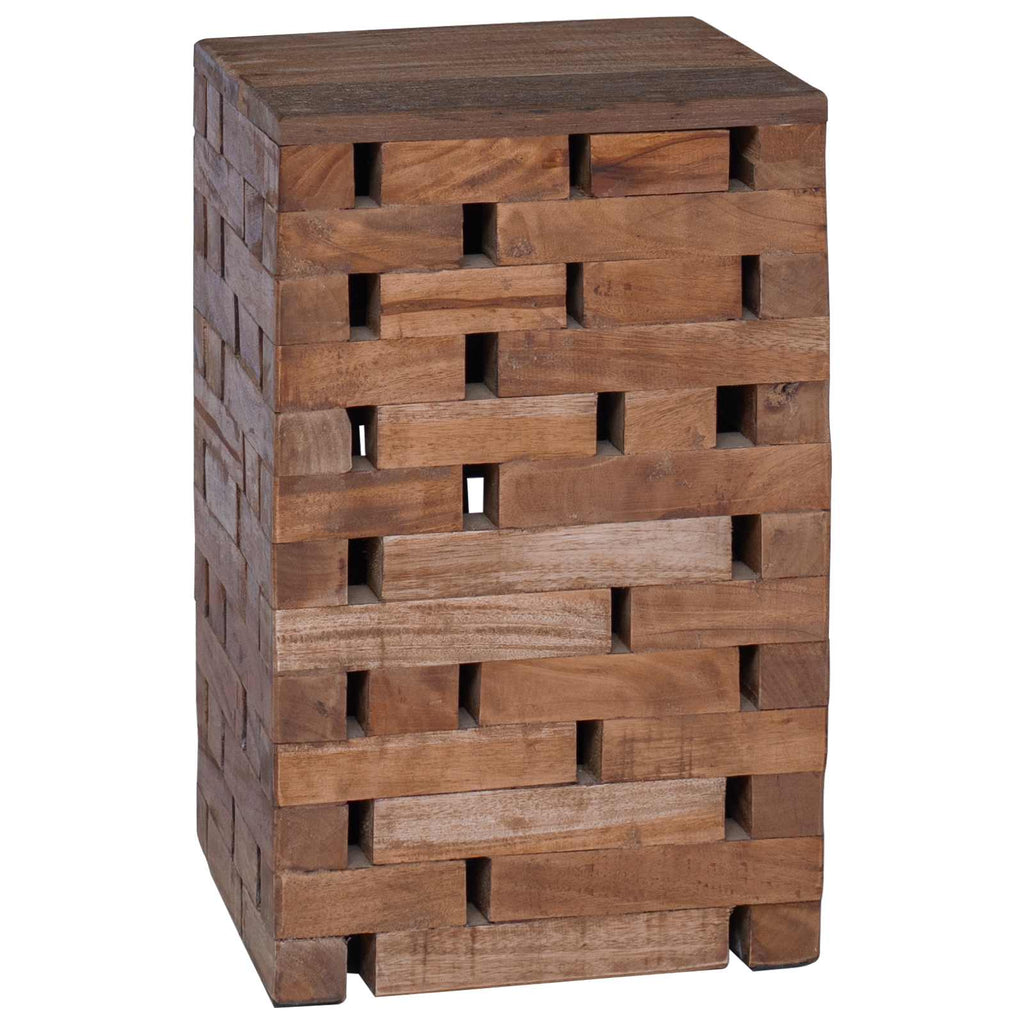 Taburete Natural 29 x 29 x 48 cm Madera maciza recuperada