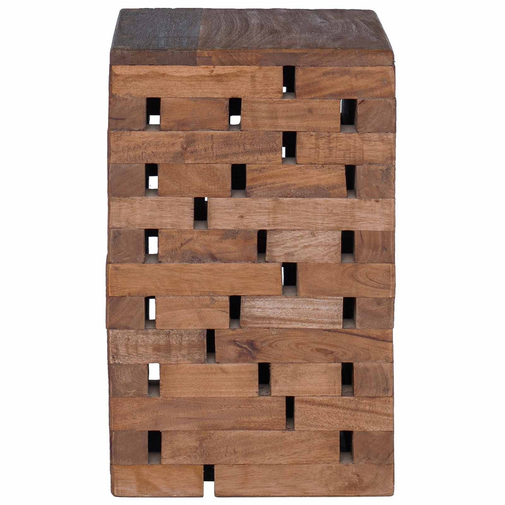 Taburete Natural 29 x 29 x 48 cm Madera maciza recuperada