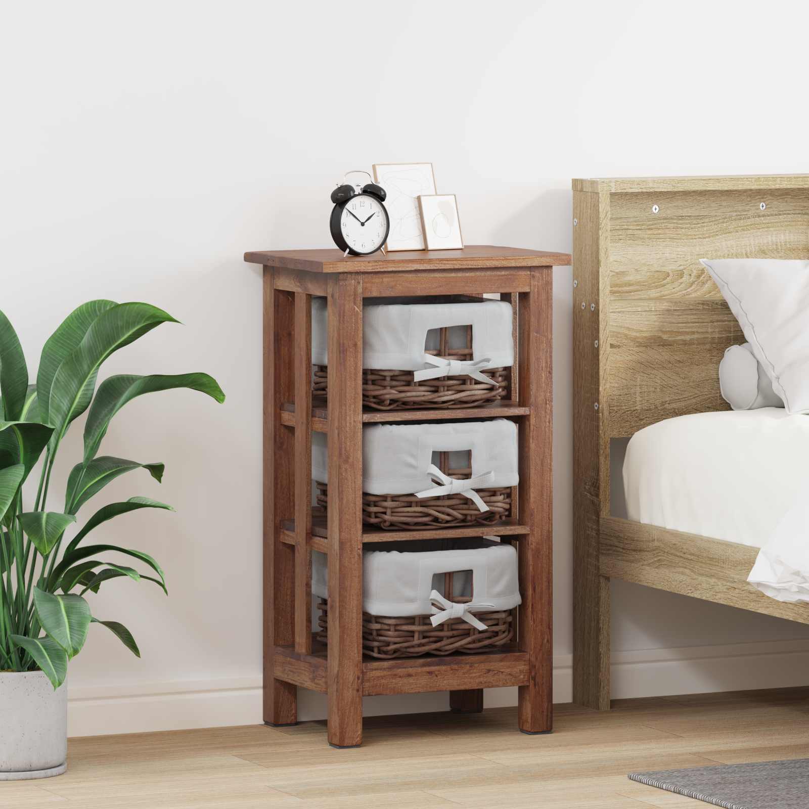 Mesa lateral Marrón 38 x 28 x 35 cm Madera maciza de Caoba