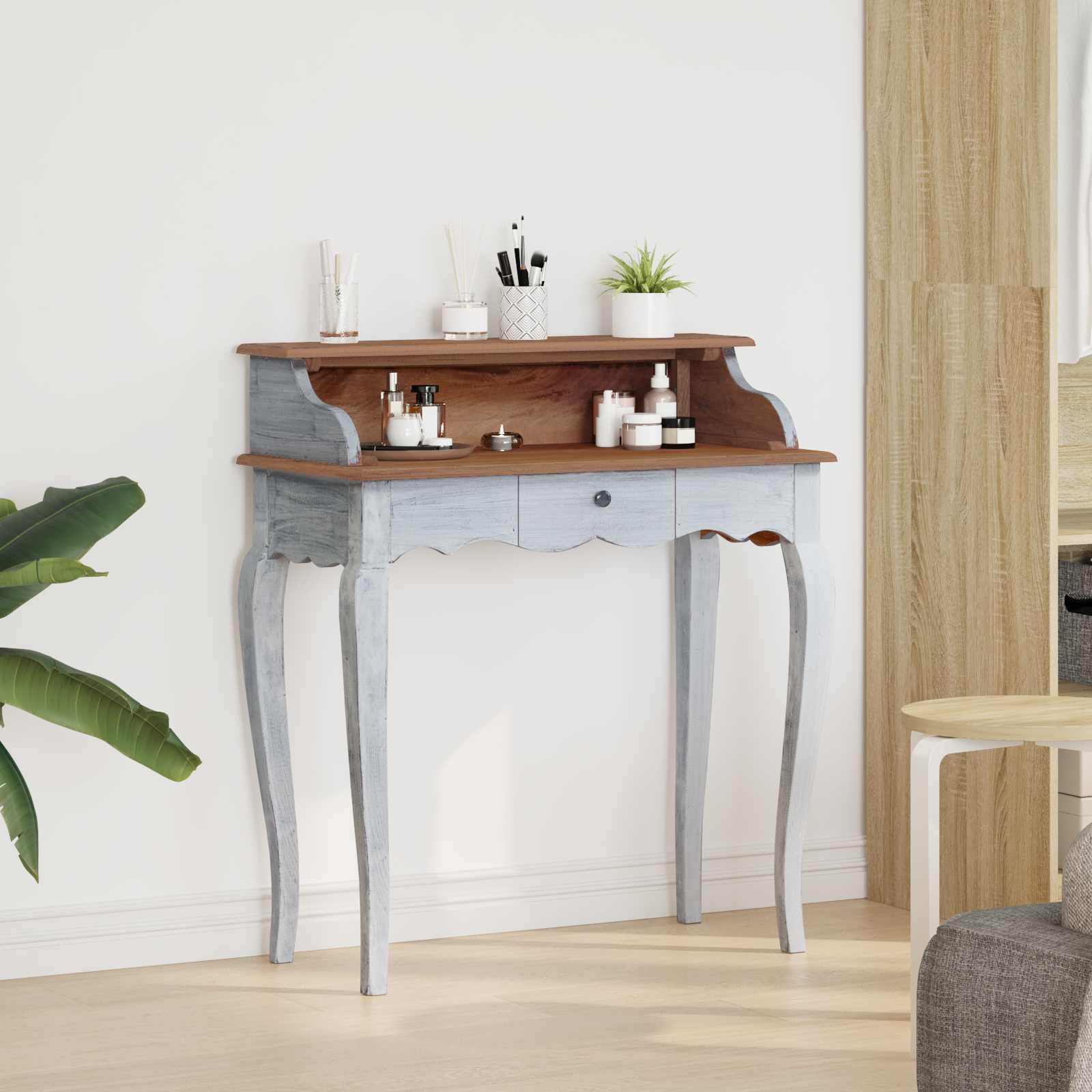 Escritorio Marrón y 80 x 40 x 92 cm Madera maciza de Caoba