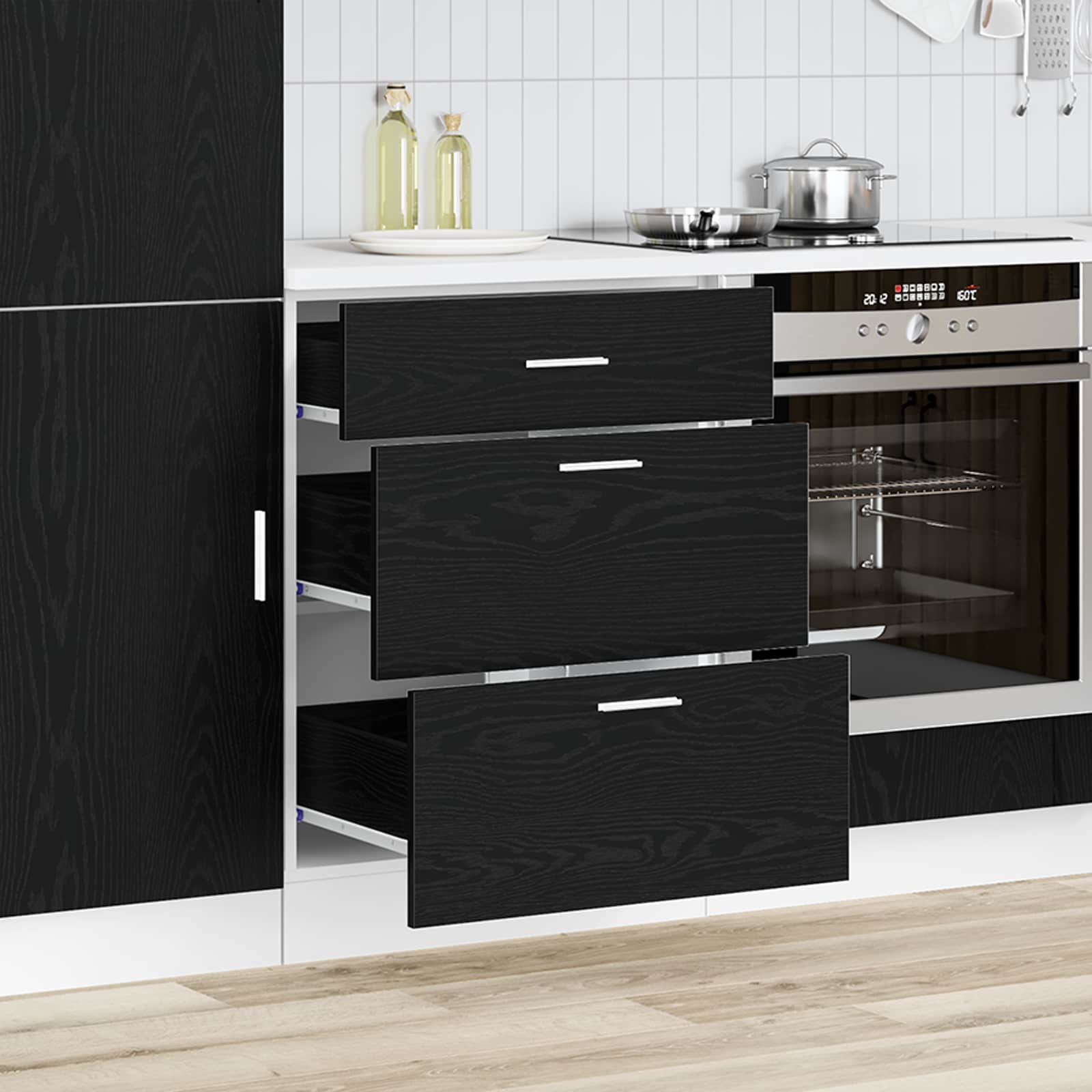 Gabinete Base de Cocina con cajón Roble Negro 40 x 46 x 81,5 cm