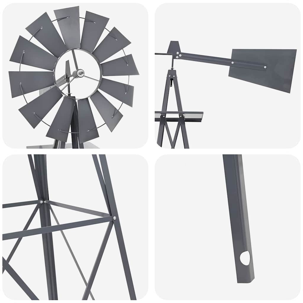 Molino de viento Gris 84 x 68 x 245 cm Hierro