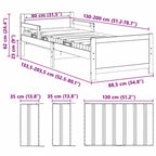 Marco de cama con colchón extensible con cabecera 80 x 200 cm