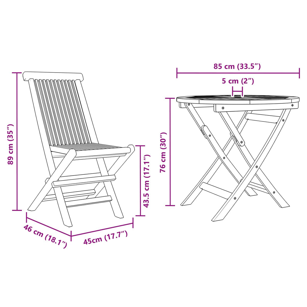 Conjunto de Comedor de Jardín 3 pcs Marrón