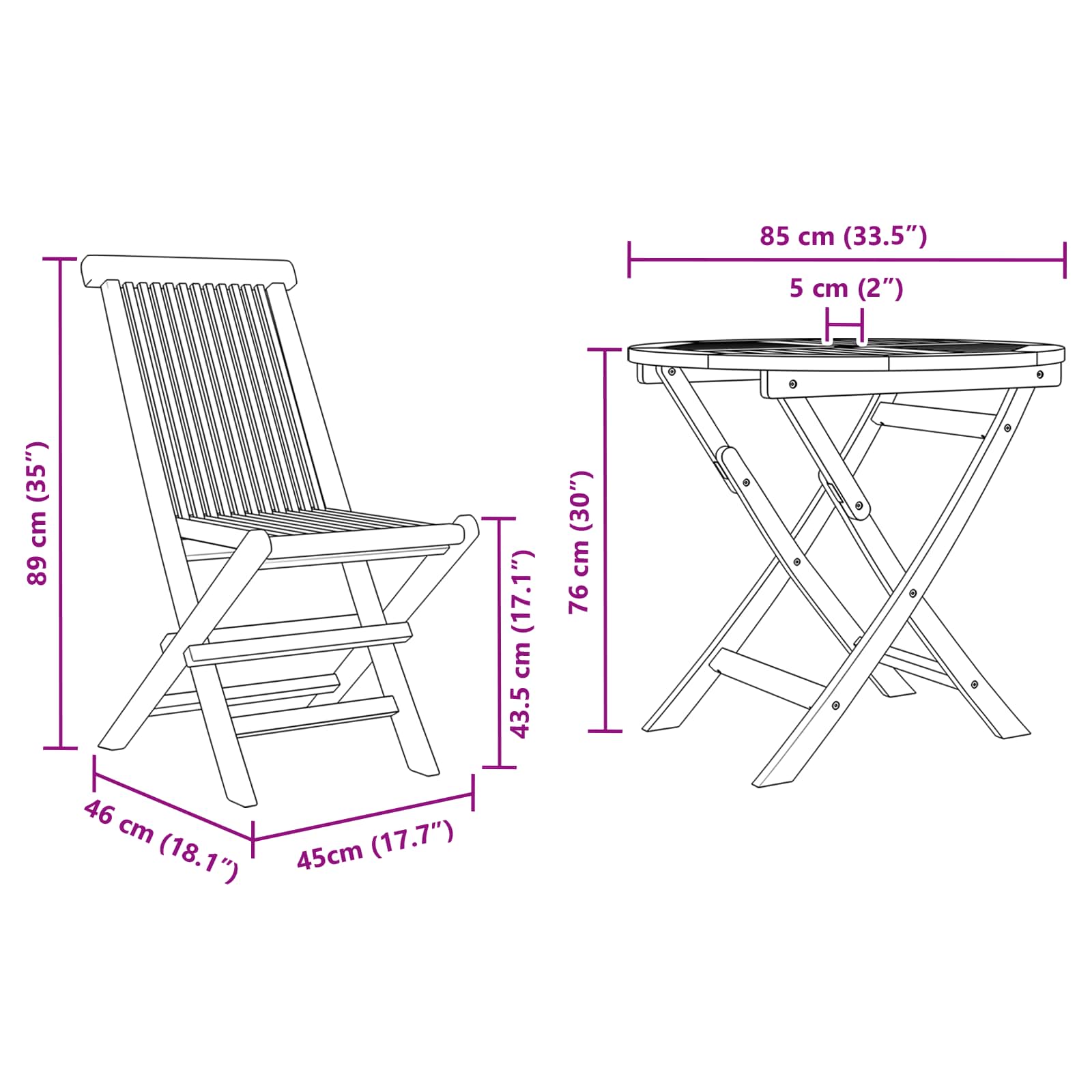 Conjunto de Comedor de Jardín 3 pcs Marrón