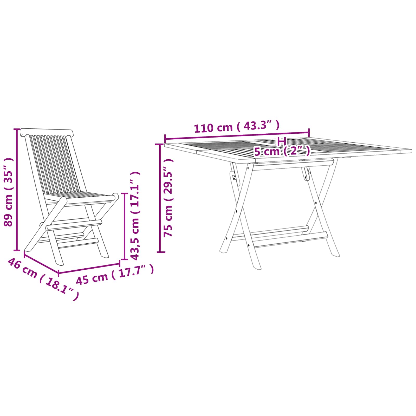 Conjunto de Comedor de Jardín Marrón Madera de teca maciza