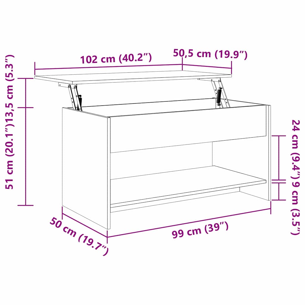 Mesa de Café Madera envejecida 80 x 50,5 x 41,5 cm