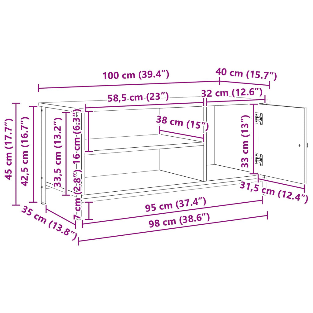 Gabinete de TV Madera Vieja 100 x 40 x 45 cm