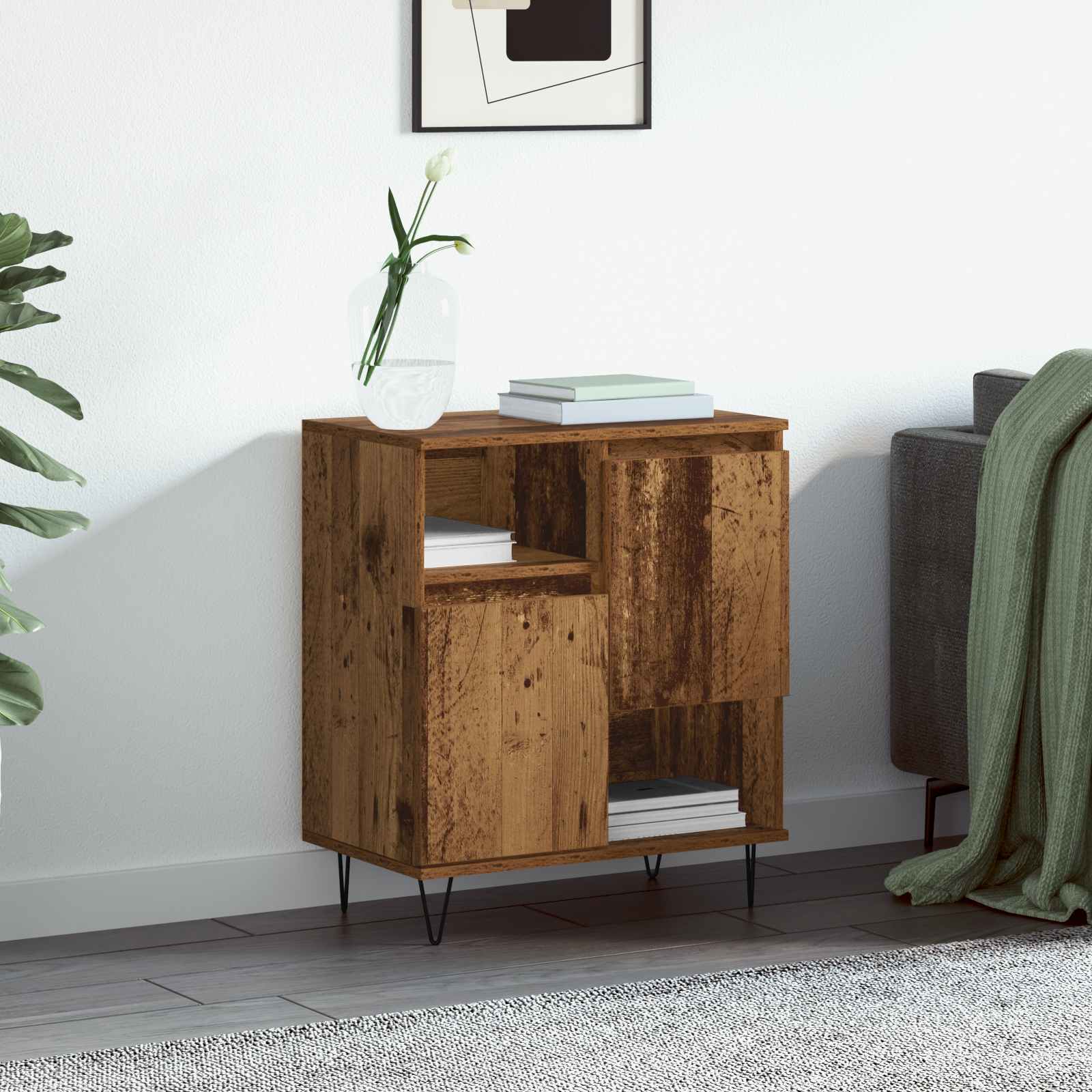 Sideboard Grey Concrete 89 x 34.5 x 80 cm Engineered Wood