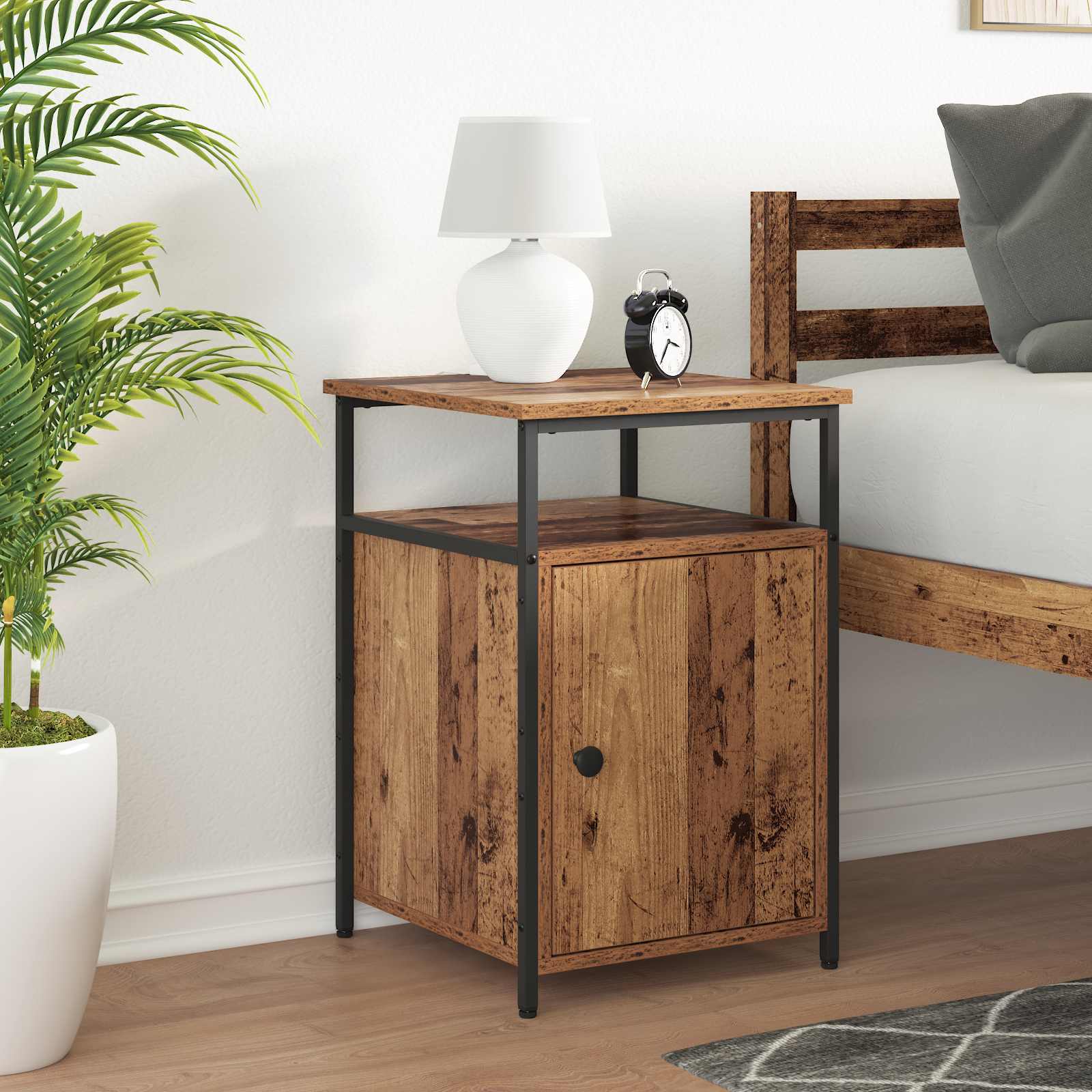 Armario de Noche 2 pcs Madera antigua Madera contrachapada