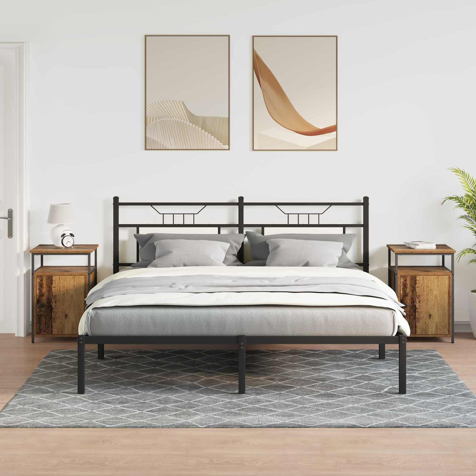 Armario de Noche 2 pcs Madera antigua Madera contrachapada