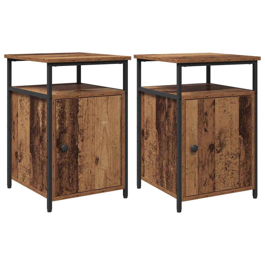 Armario de Noche 2 pcs Madera antigua Madera contrachapada