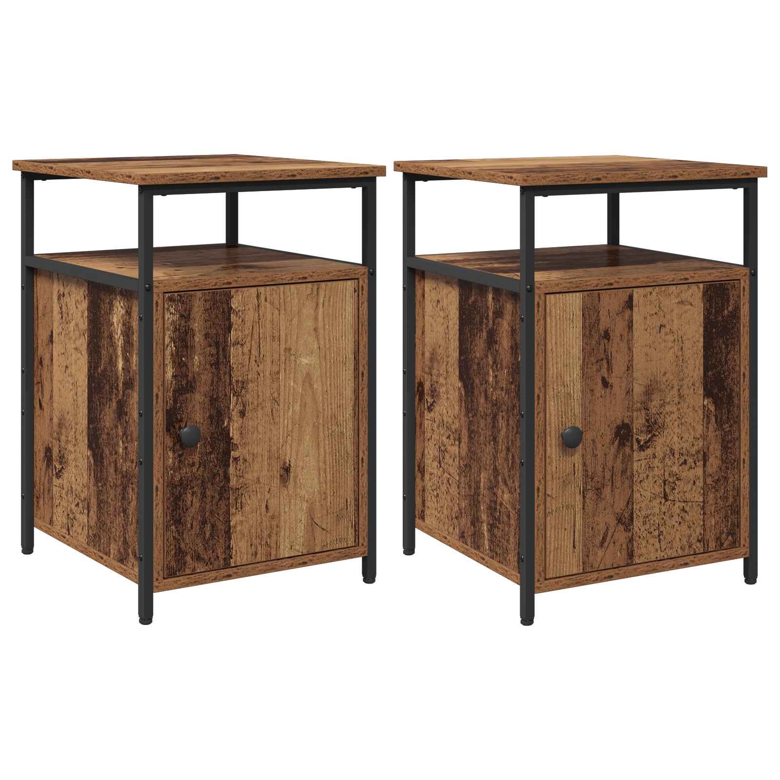 Armario de Noche 2 pcs Madera antigua Madera contrachapada