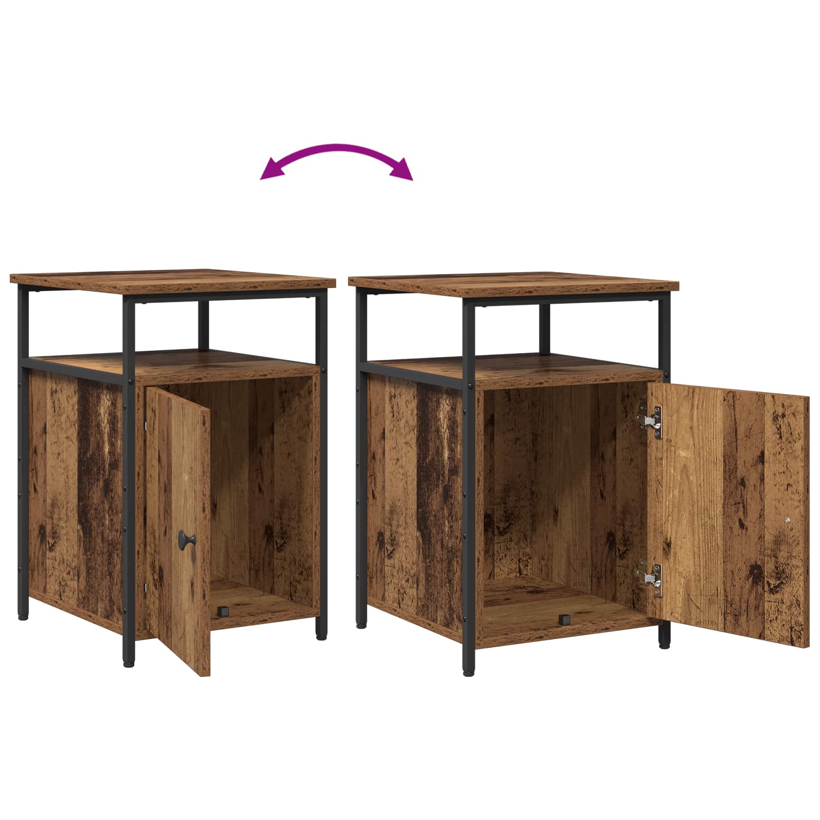 Armario de Noche 2 pcs Madera antigua Madera contrachapada