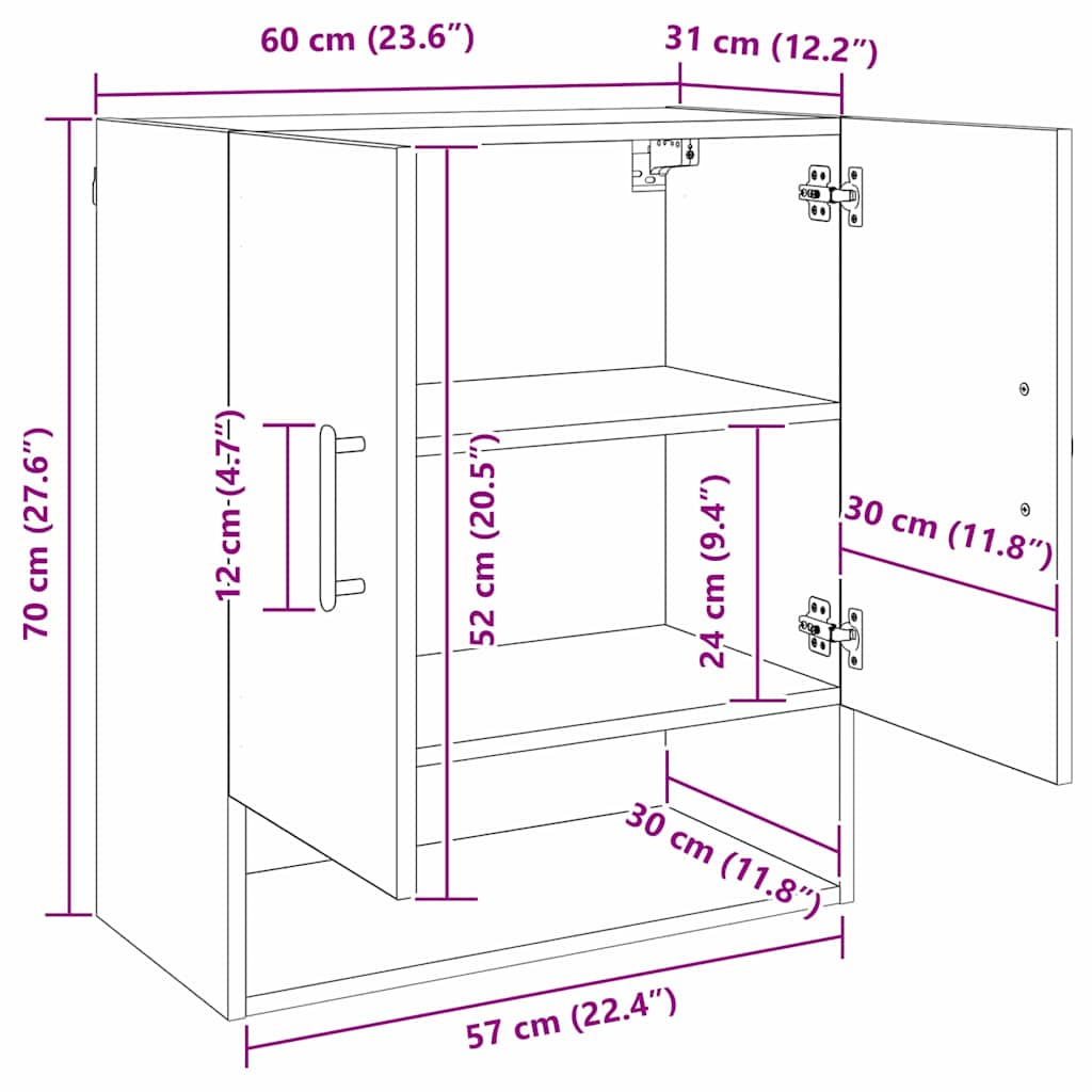 Armario de pared Madera vieja 60 x 31 x 70 cm