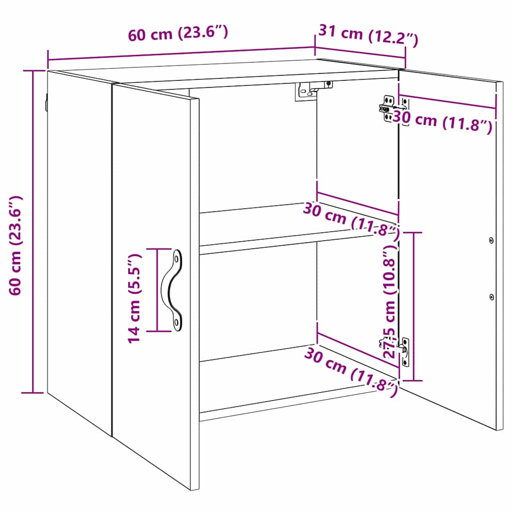 Mueble de pared Madera vieja 60 x 31 x 60 cm