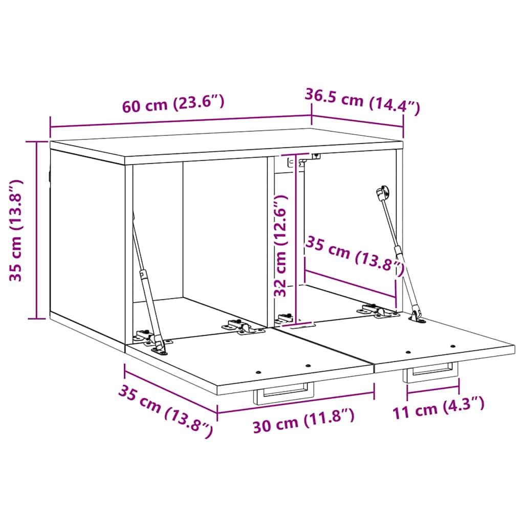 Armario de pared Madera vieja 60 x 36,5 x 35 cm