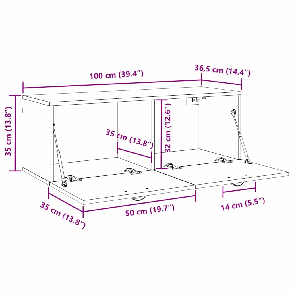 Armario de pared Madera vieja 100 x 36,5 x 35 cm