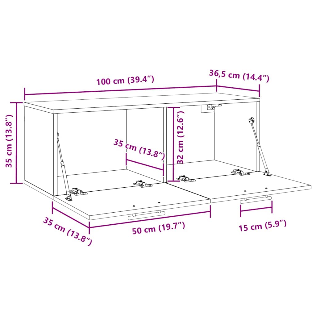 Mueble de pared Madera vieja 100 x 36.5 x 35 cm