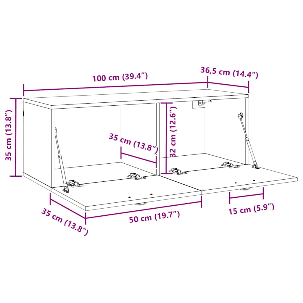 Armario de pared Madera vieja 100 x 36,5 x 35 cm