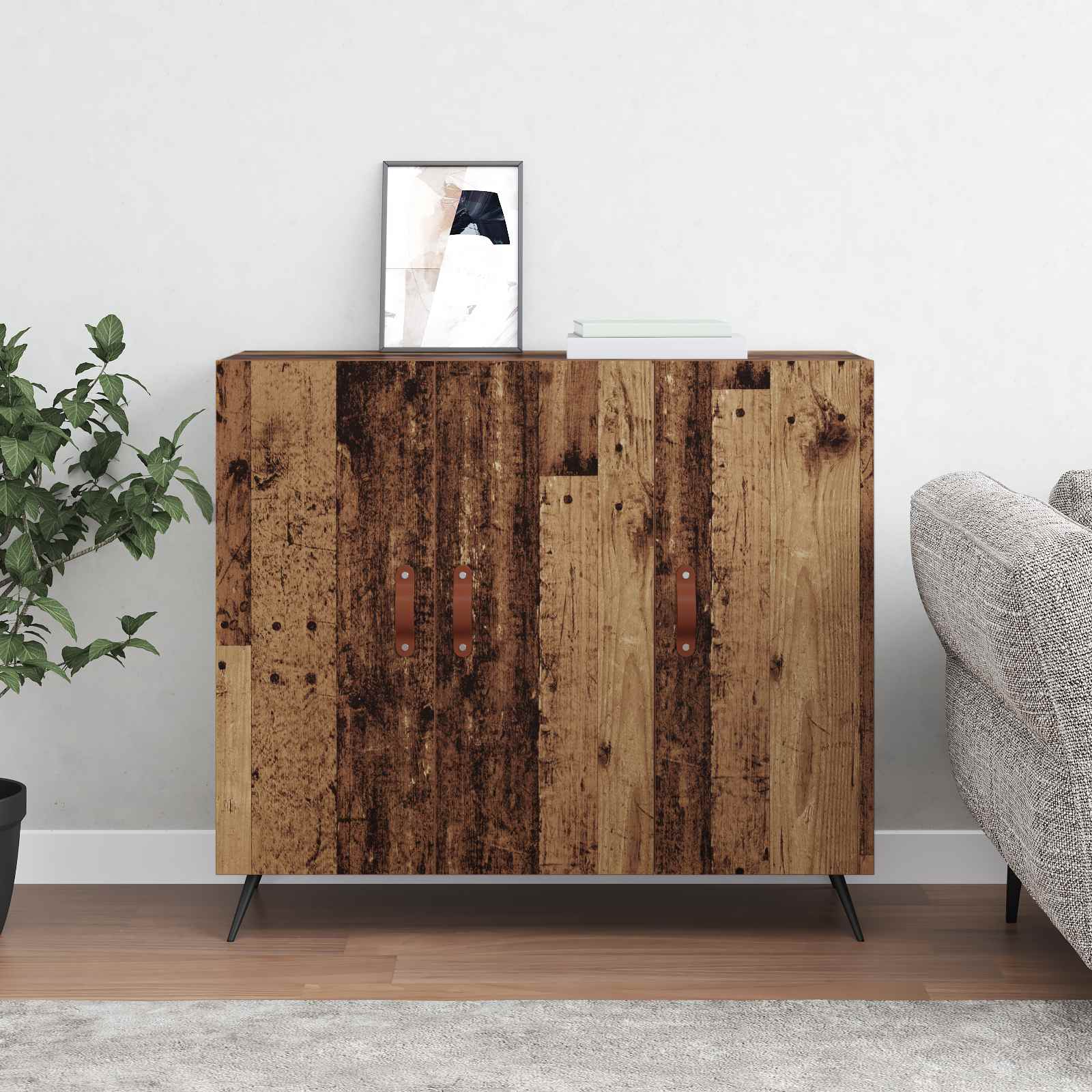 Aparador Madera vieja 89,5 x 34 x 80 cm Madera de ingeniería