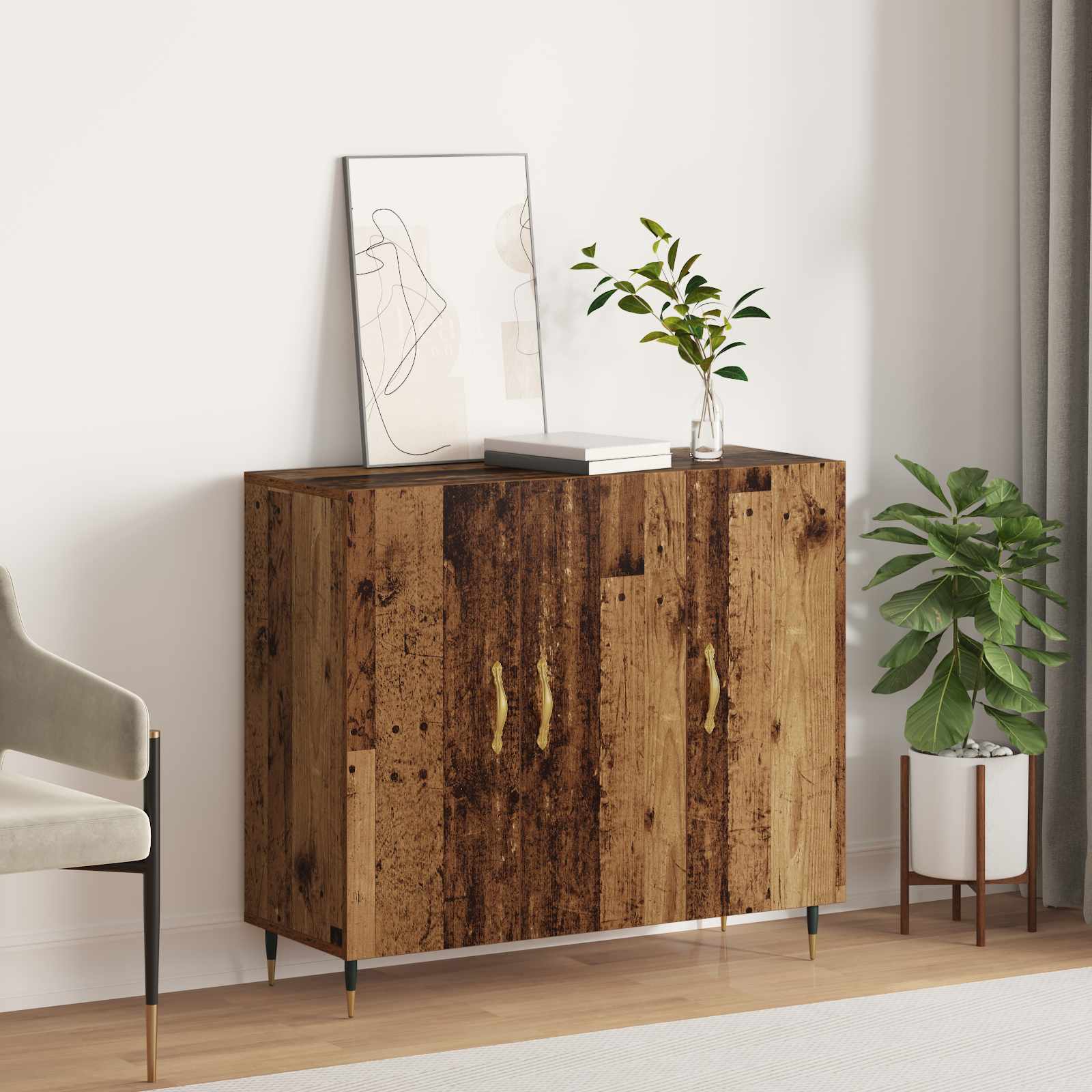 Sideboard Old wood 90 x 32.5 x 80 cm Engineered wood