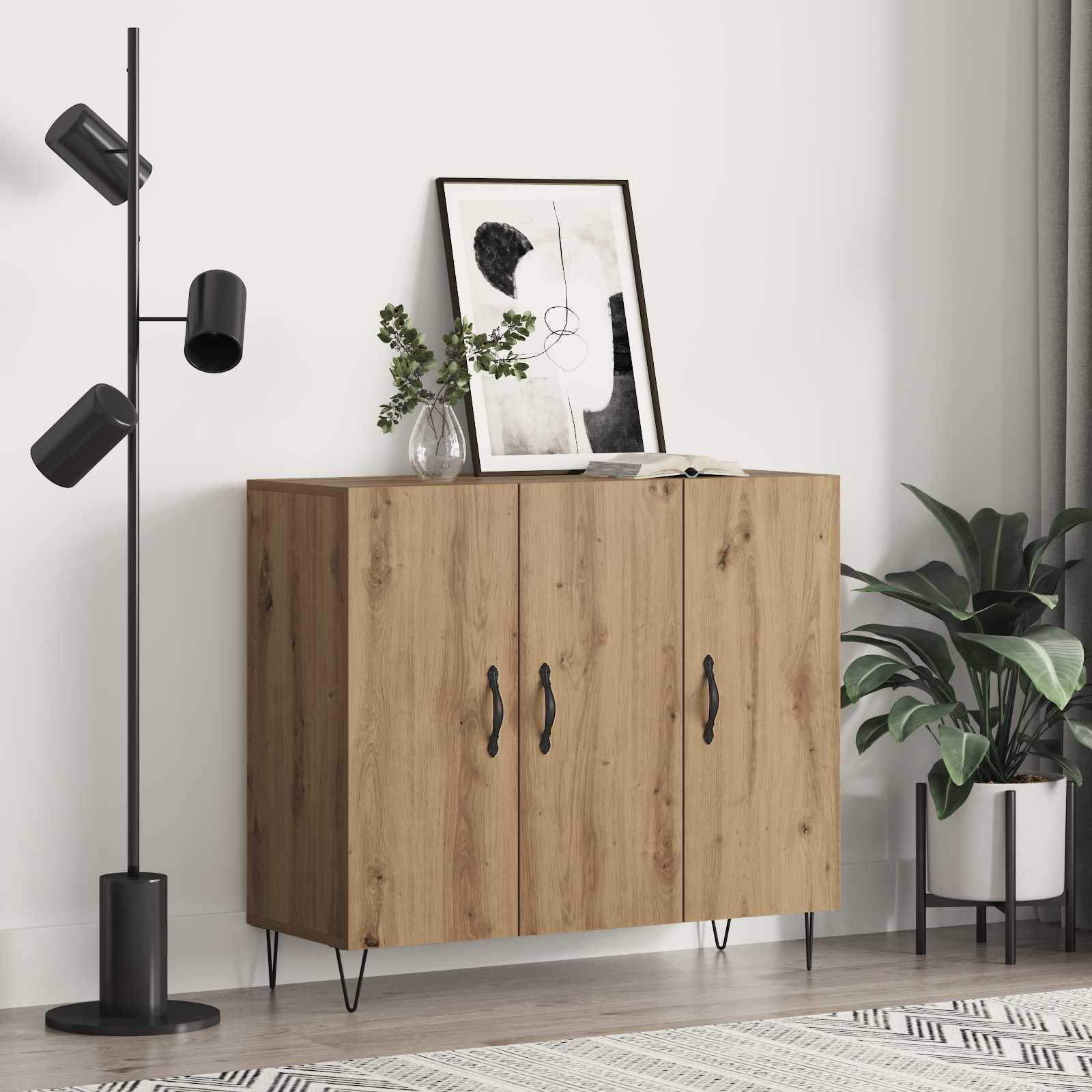 Engineered Wood Oak Sideboard 80 x 40 x 75 cm