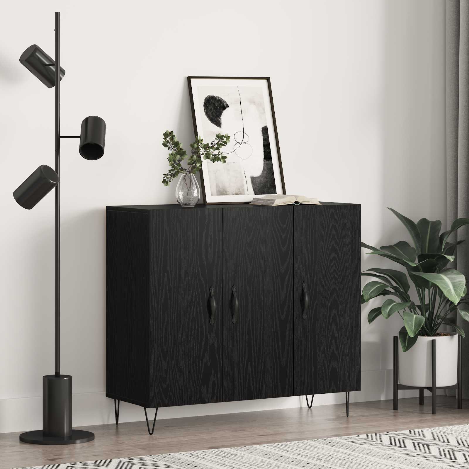 Black Oak Sideboard 80 x 40 x 75 cm Engineered Wood