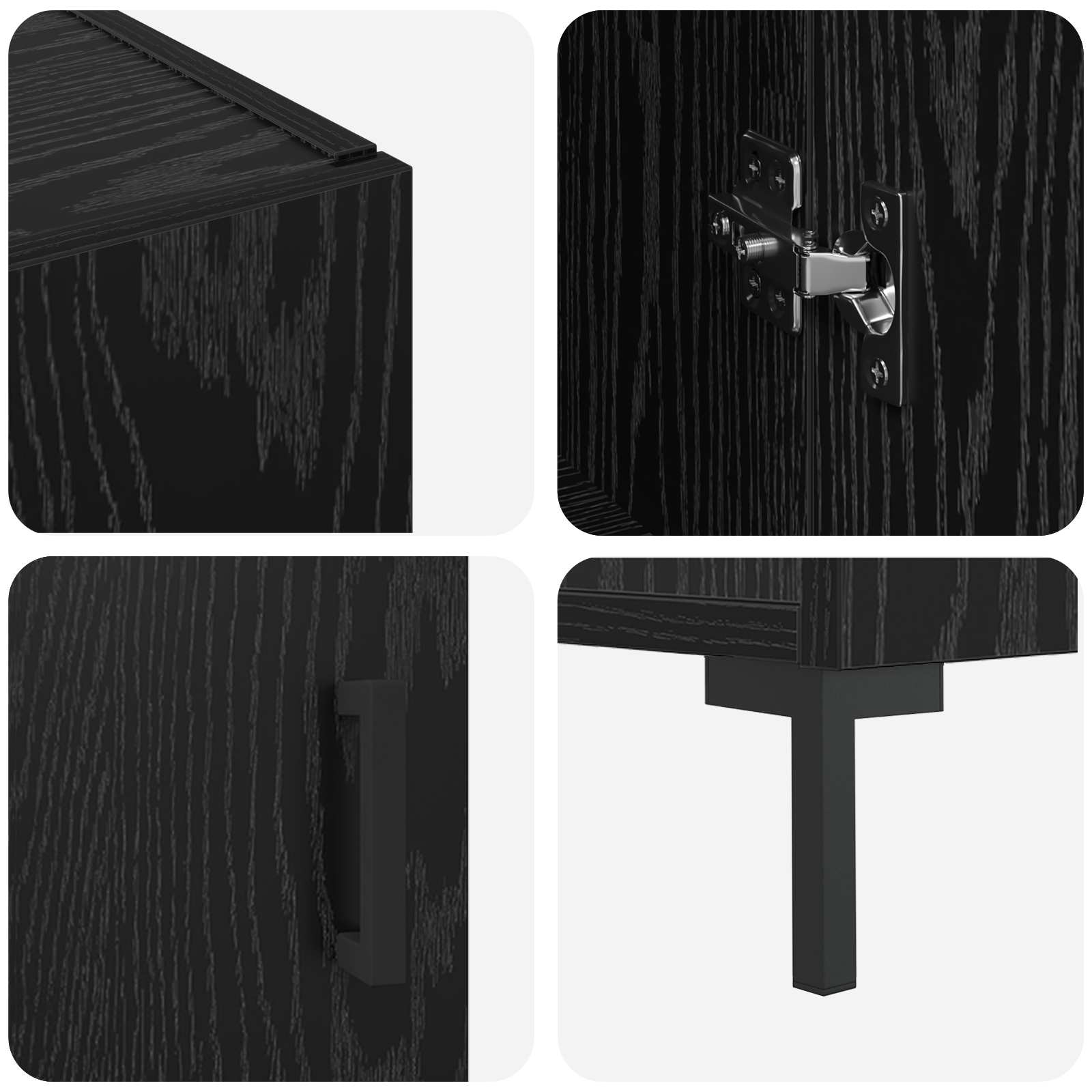 Aparador Roble Negro 90 x 34 x 80 cm Madera de ingeniería