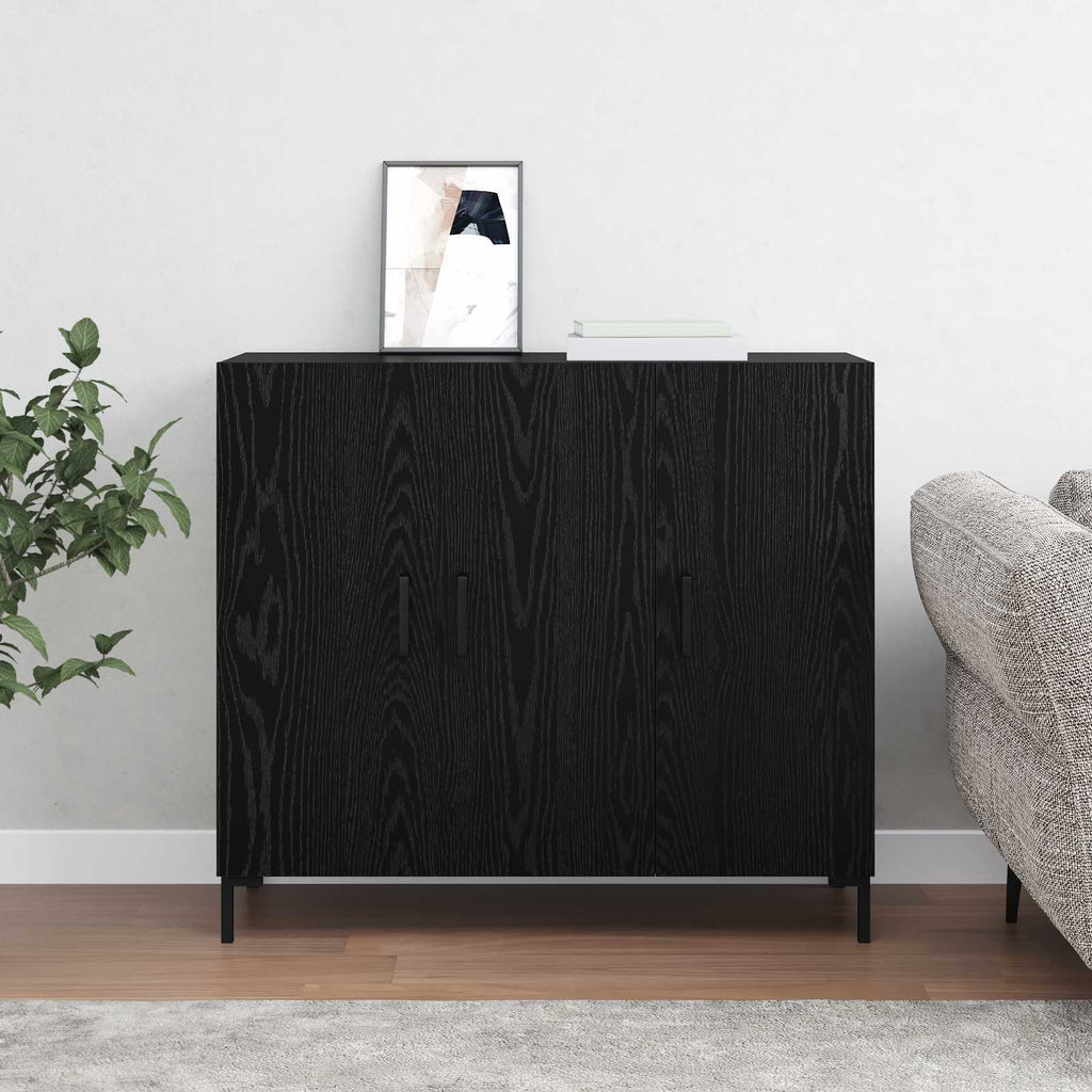 Aparador Roble Negro 90 x 34 x 80 cm Madera de ingeniería