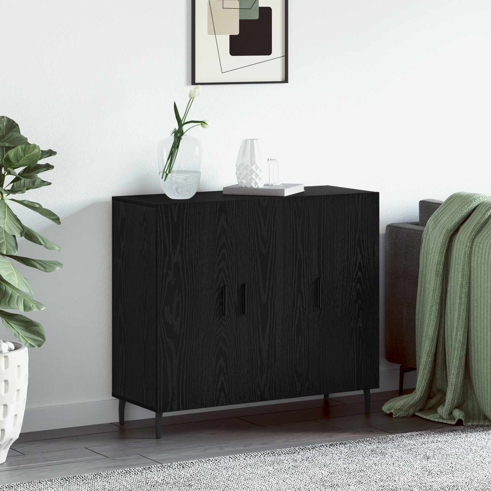 Old wooden sideboard 90 x 34 x 80 cm Engineered wood