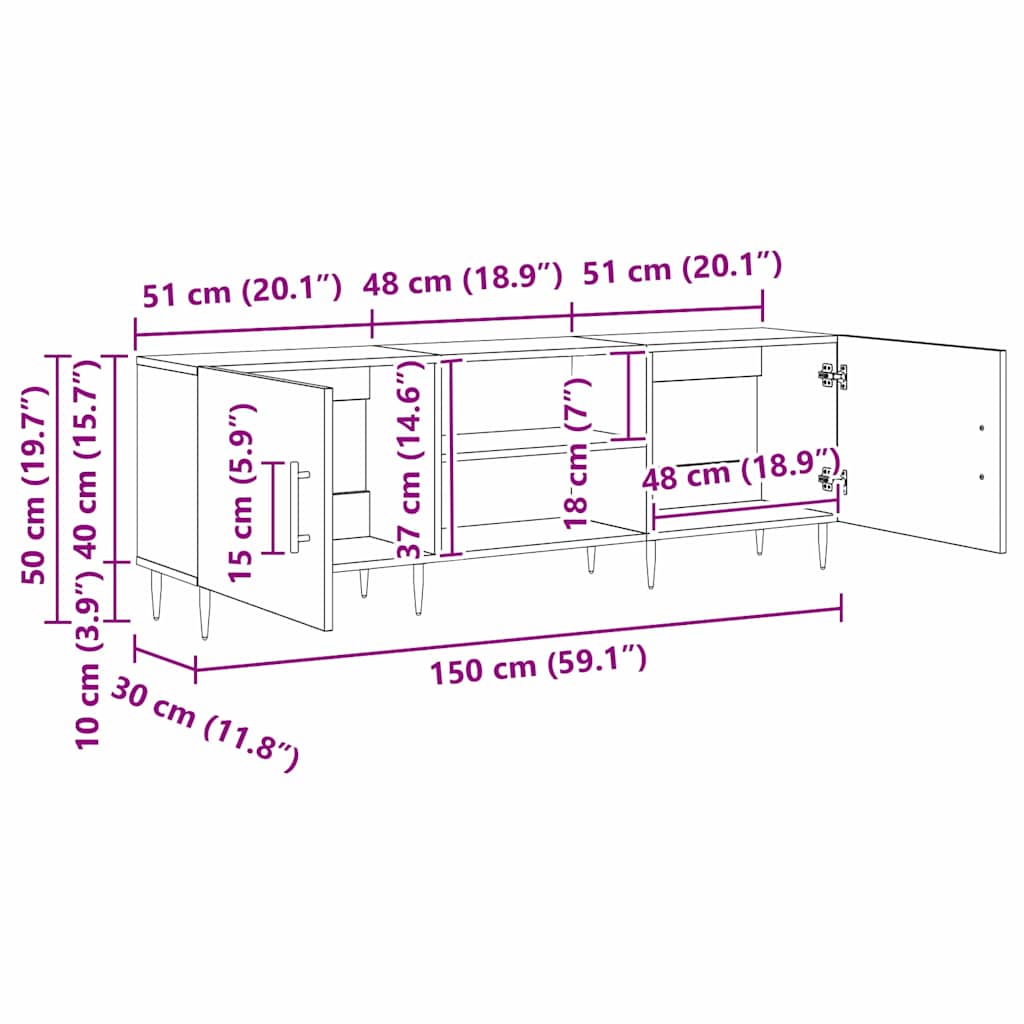 Gabinete de TV Roble artisan 150 x 30 x 50 cm
